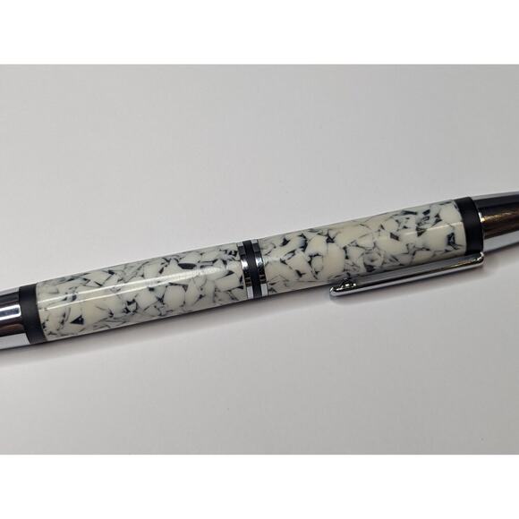 Pen Light Chrome Finish White Marble Acrylic Body Pen Light - Picture 2 of 9